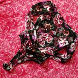 Floral open back bodysuit